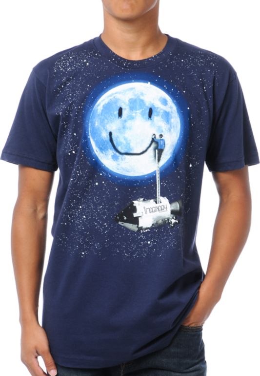 Imaginary Foundation Moon Tag Navy Blue Tee Shirt