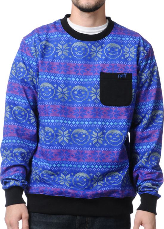 Neff Henrik Blue Crew Neck Sweatshirt