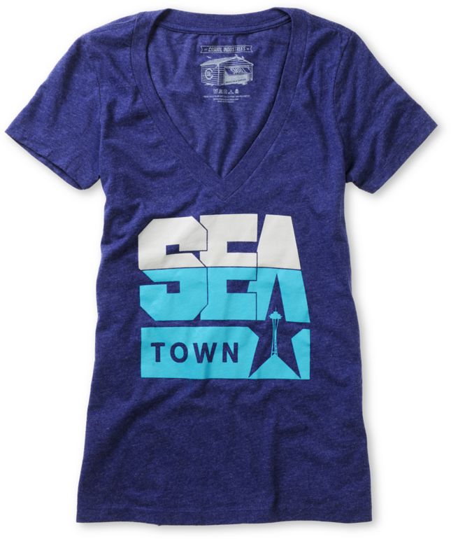 Casual Industrees Girls Sea Town Navy Blue Tee Shirt