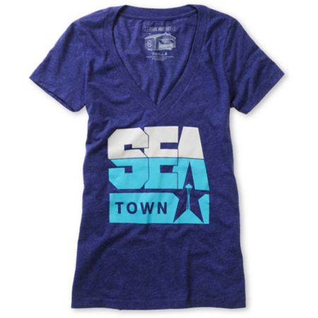 Casual Industrees Girls Sea Town Navy Blue Tee Shirt