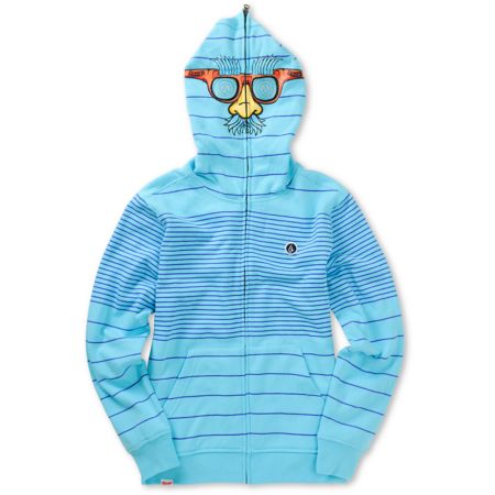 Volcom Boys Fuzzy Blue Face Mask Hoodie