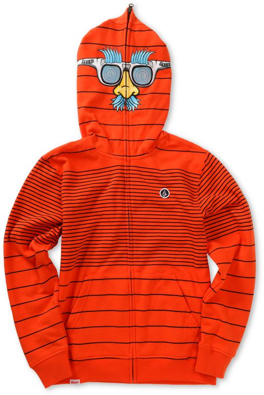Volcom Boys Fuzzy Red Face Mask Hoodie