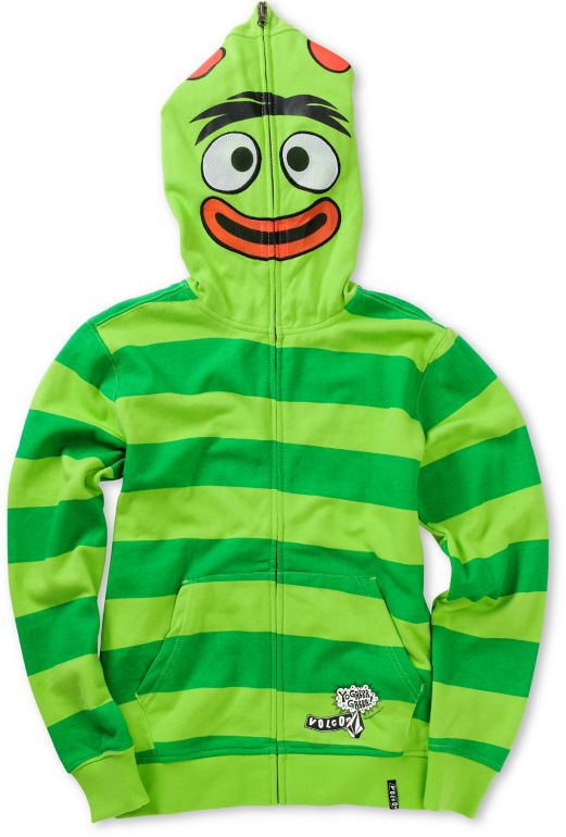 Volcom Boys Yo Gabba Gabba Brobee Green Face Mask Hoodie