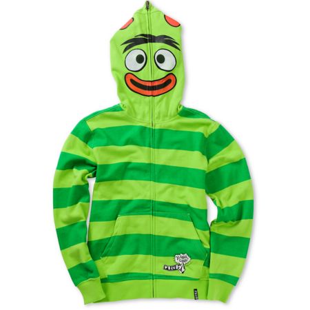 Volcom Boys Yo Gabba Gabba Brobee Green Face Mask Hoodie