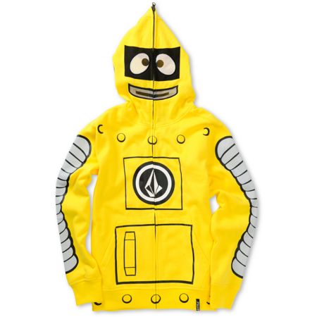 Volcom Boys Yo Gabba Gabba Plex Yellow Face Mask Hoodie