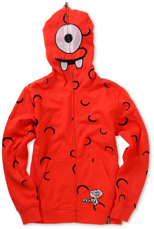 Volcom Boys Yo Gabba Gabba Muno Red Face Mask Hoodie