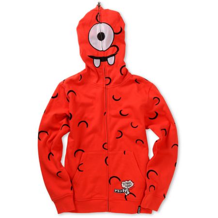 Volcom Boys Yo Gabba Gabba Muno Red Face Mask Hoodie