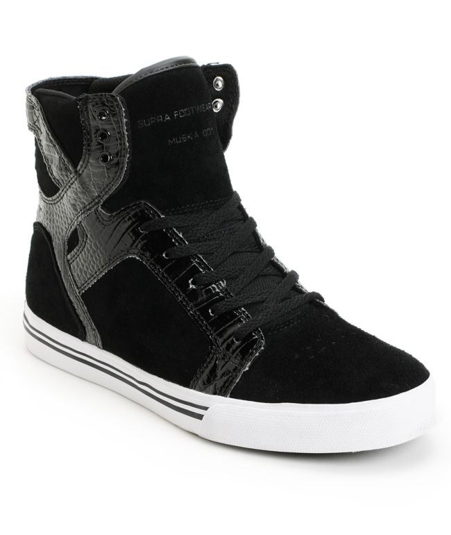 Supra Kids Skytop Black Croc & Suede Skate Shoe