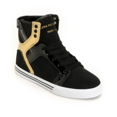 Supra Kids Skytop Black & Gold Shoe