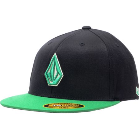 Volcom 2-Stone Black & Green Fitted Hat