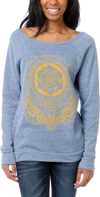 Obey United Art Workers Blue Vandal Crew Neck Sweatshirt