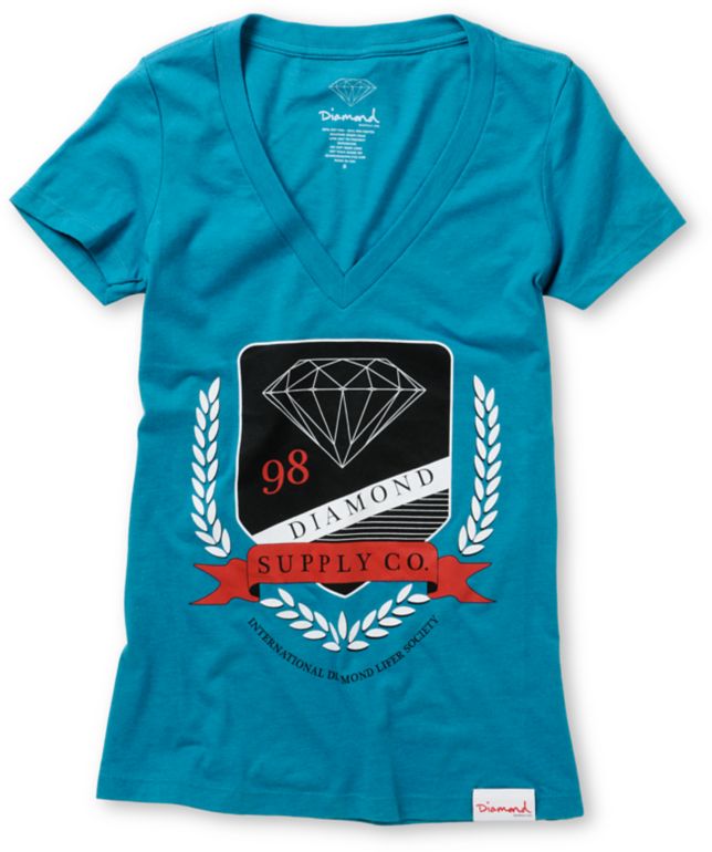 Diamond Supply Girls Society Turquoise Tee Shirt