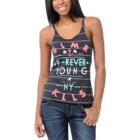 Glamour Kills Forever Young Black Stripe Tank Top