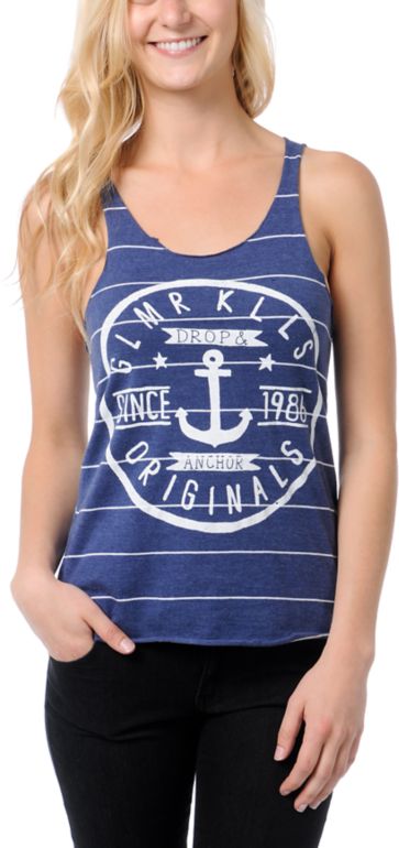 Glamour Kills Anchors Original Navy Racerback Tank Top