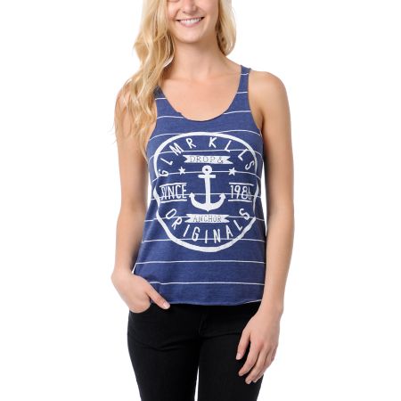 Glamour Kills Anchors Original Navy Racerback Tank Top