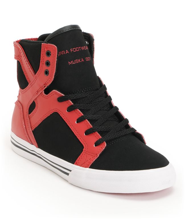 Supra Kids Skytop Black & Red Skate Shoe