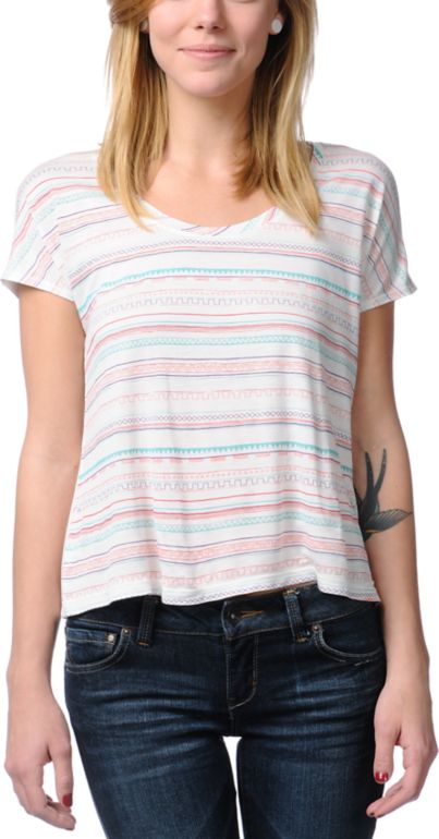 Empyre Girls Cream Hatfield Native Print Tee Shirt