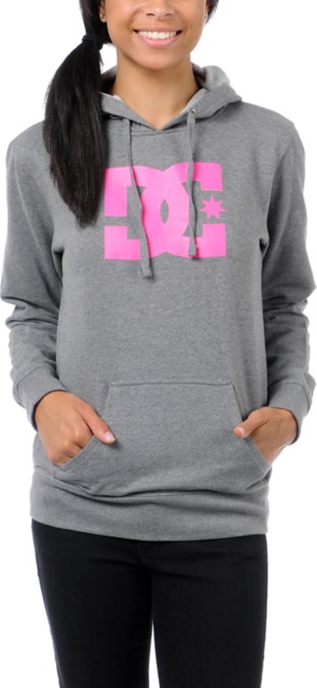DC Girls T-Star Heather Grey Pullover Hoodie