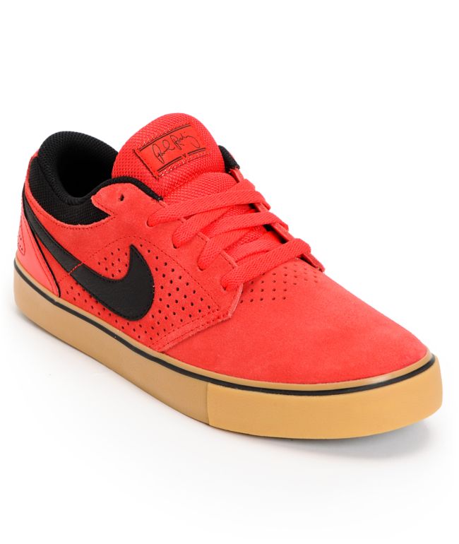 Nike SB P-Rod 5 LR Lunarlon Hyper Red & Gum Suede Skate Shoe