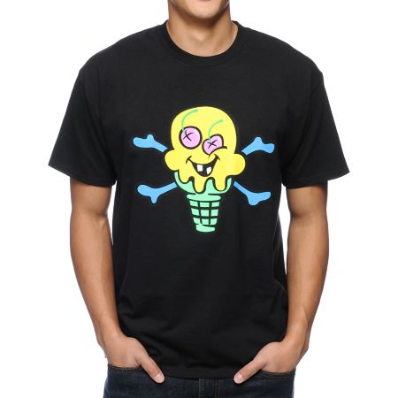 Ice Cream Back Bone Black Tee Shirt