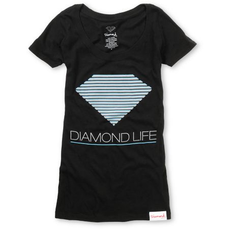 Diamond Supply Girls Retro Black Tee Shirt 