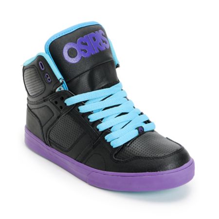 Osiris Kids NYC 83 Vulc Black, Teal & Purple Skate Shoe 