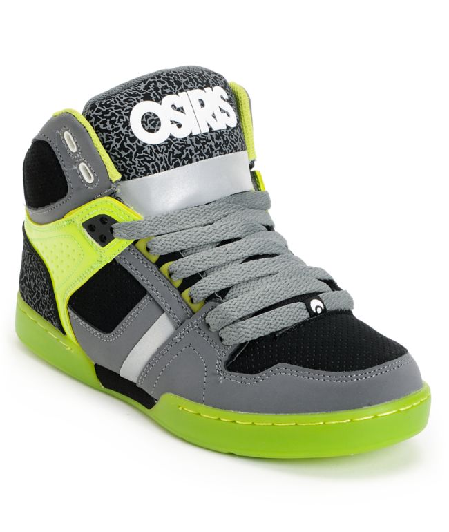 Osiris Kids NYC 83 Charcoal & Lime Green Skate Shoe