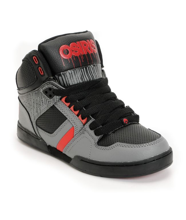 Osiris Kids NYC 83 Black Drip, Grey & Red Skate Shoe