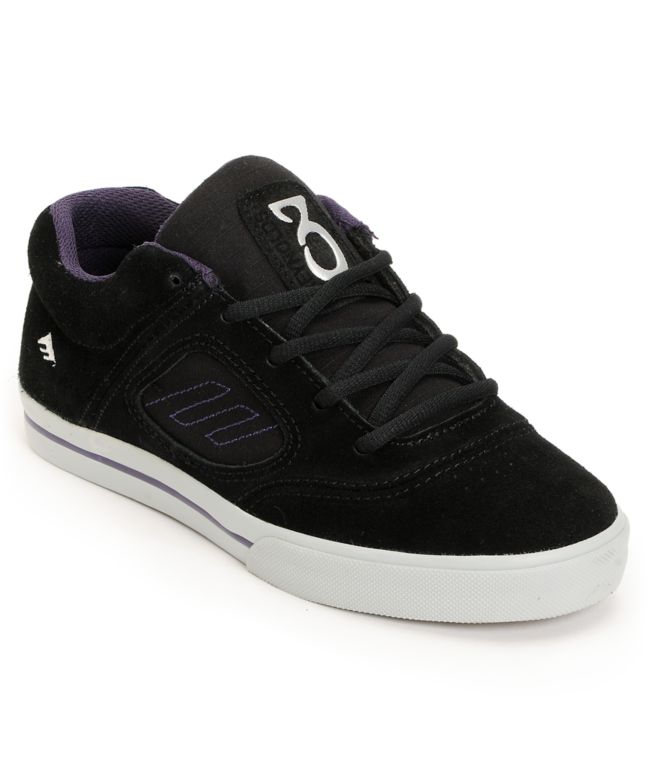 Emerica Boys Reynolds 3 Black & Purple Suede Skate Shoes