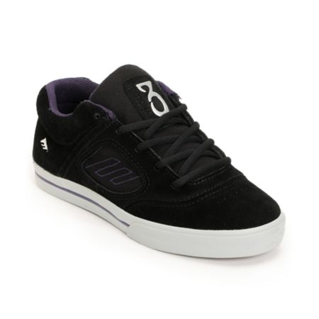 Emerica Boys Reynolds 3 Black & Purple Suede Skate Shoes