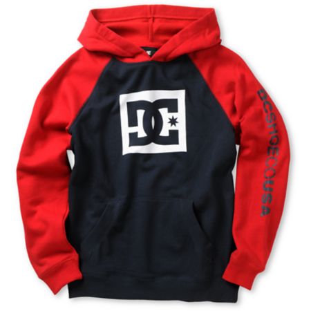 DC Boys Combo Red & Blue Raglan Pullover Hoodie