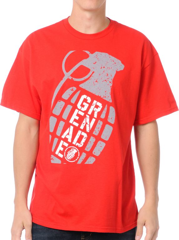 Grenade Poster Red Tee Shirt