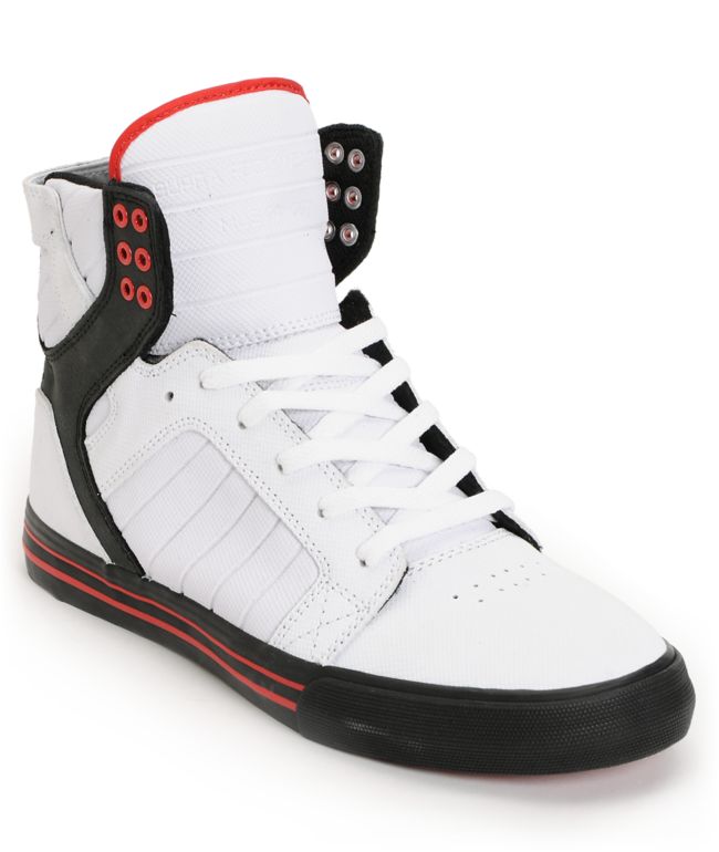 Supra Skytop White, Black & Red Gunny TUF Skate Shoe
