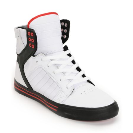 Supra Skytop White, Black & Red Gunny TUF Skate Shoe