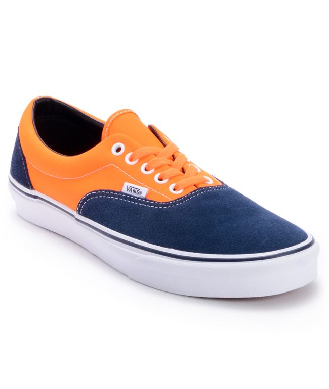 Vans Era 2-Tone Neon Orange Dress Blue Shoes