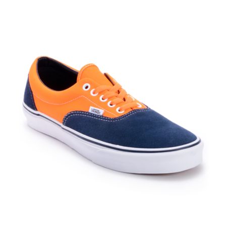 Vans Era 2-Tone Neon Orange Dress Blue Shoes