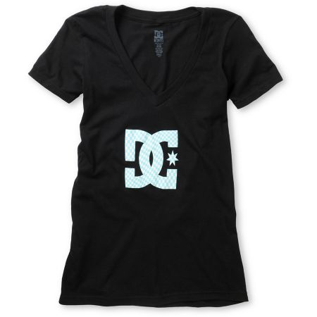 DC Girls Checkstar Black V-Neck Tee Shirt