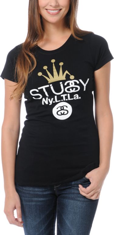Stussy Crown NYLTLA Black Tee Shirt