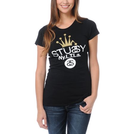 Stussy Crown NYLTLA Black Tee Shirt