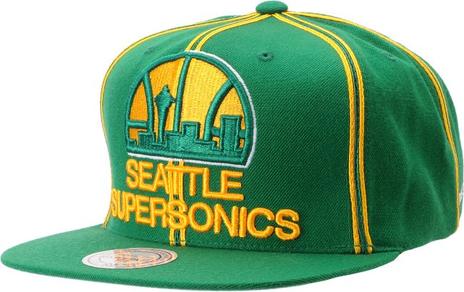 NBA Mitchell and Ness Seattle Supersonics Double Pinstripe Snapback Hat
