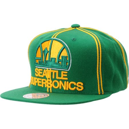 NBA Mitchell and Ness Seattle Supersonics Double Pinstripe Snapback Hat