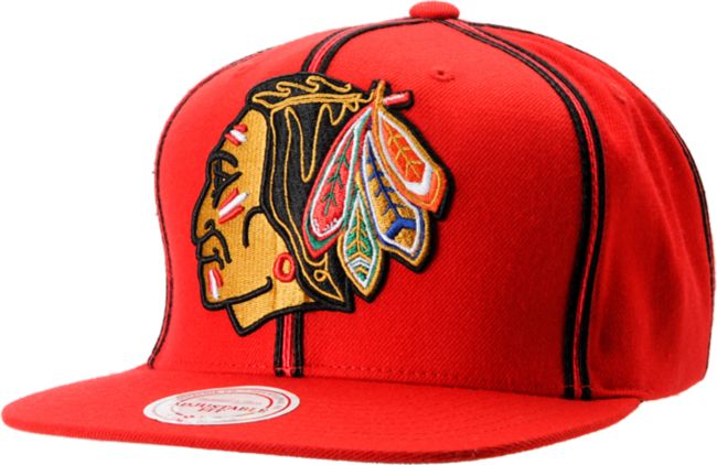 NHL Mitchell and Ness Chicago Blackhawks Double Pinstripe Snapback Hat