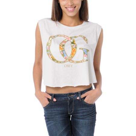 Obey Girls OG Spring Natural Voodoo Crop Tee Shirt