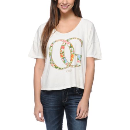 Obey OG Spring Natural Vintage Crop Tee Shirt