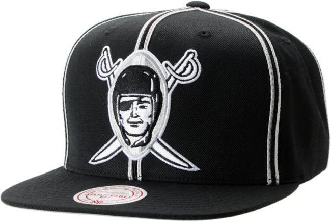 NFL Mitchell and Ness Oakland Raiders Double Pinstripe Snapback Hat