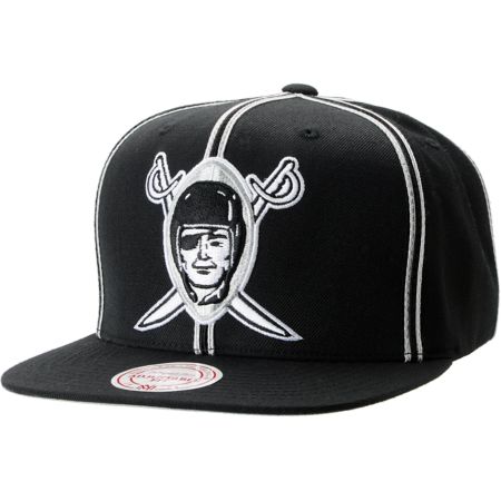 NFL Mitchell and Ness Oakland Raiders Double Pinstripe Snapback Hat