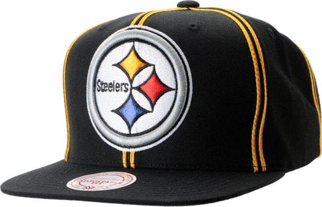 NFL Mitchell and Ness Pittsburgh Steelers Double Pinstripe Snapback Hat