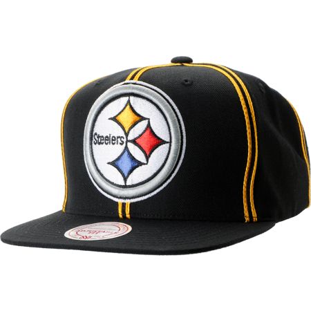 NFL Mitchell and Ness Pittsburgh Steelers Double Pinstripe Snapback Hat