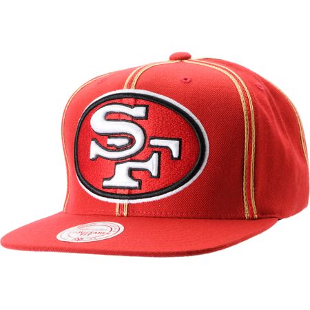 NFL Mitchell and Ness San Francisco 49ers Double Pinstripe Snapback Hat 