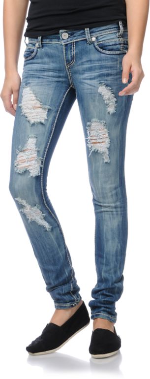 Almost Famous Elle Medium Blue Skinny Jeans